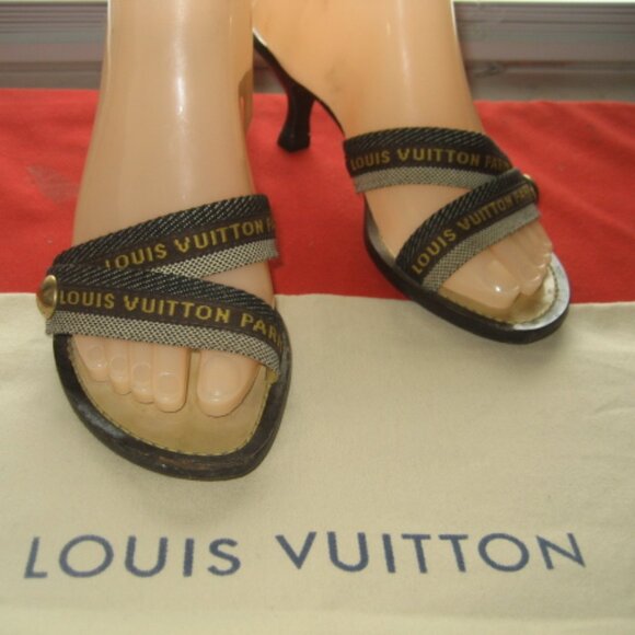 Women's LOUIS VUITTON Open Toe kitten heel slip on shoes EUR 36, US 5 - Picture 1 of 11